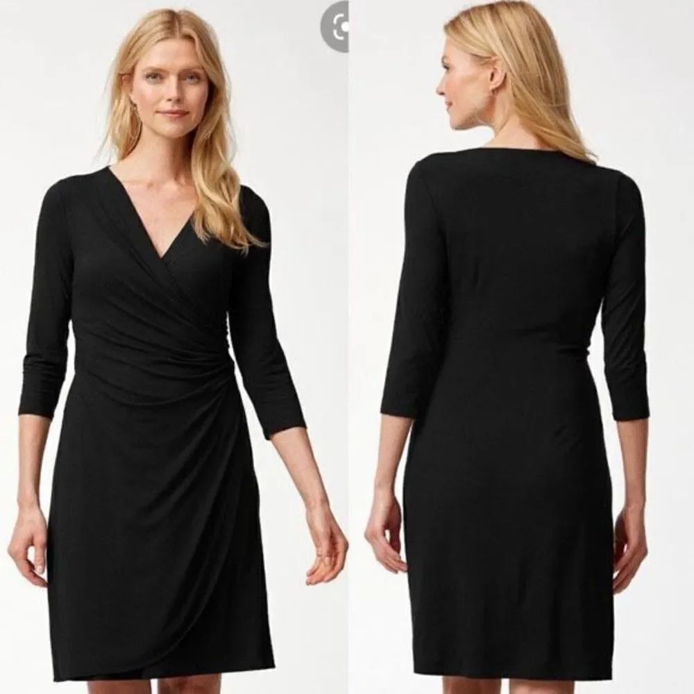 Tommy Bahama Tambour 3/4 Faux Wrap Ruched Dress